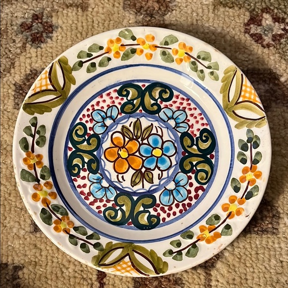 artisan signed Other - Vintage Spainish Hand painted Art pottery 5.5" Ceramic Plate EUC